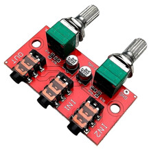 Two Way Dual Channel Stereo Passive Audio Mixing Board 3.5mm Earphone Signal Mixer 2 Way Input 1 Way Mixed Output