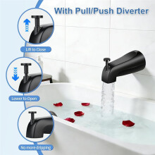 Universal Tub Spout with Diverter, for 1/2" Slip- Copper, 1/2" IPS & 3/4" IPS Threaded Pipe,Bathtub Faucet Replacement