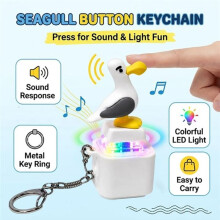 10Pcs for Seagull Button Keychain Rechargeable Clicker Toys Stress Relief Sound&Colorful LED Light Cute Gadget