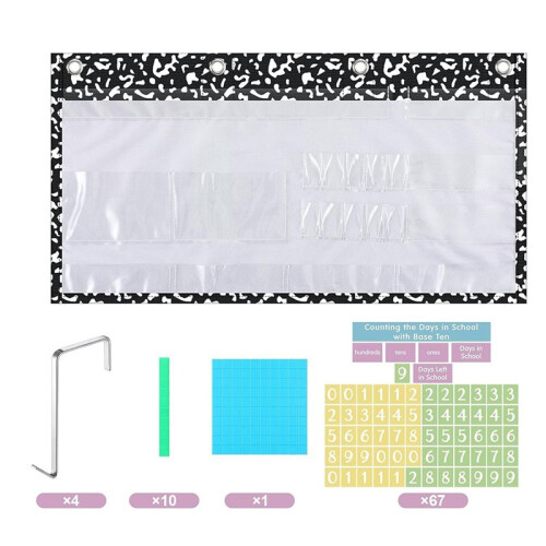 School Pocket Chart with Base Ten Value Pocket Chart for Classroom Bulletin Board Home Decor 1