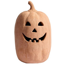 Handmade Resin Pumpkin Jack O'Lantern - Fall Decor for Porch Mantel, Farmhouse Halloween Decoration