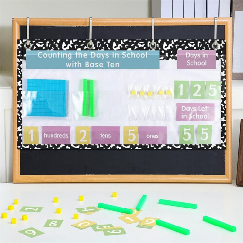 School Pocket Chart with Base Ten Value Pocket Chart for Classroom Bulletin Board Home Decor 2
