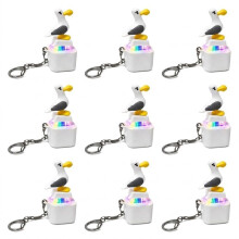 9 Porte-Clés à Bouton en Forme de Mouette, Jouets à Rechargeables Anti-Stress avec Sons et Lumières LED Colorées, Gadget Mignon