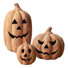 Handmade Resin Pumpkin Jack O'Lantern - Fall Decor for Porch Mantel, Farmhouse Halloween Decoration