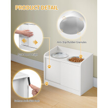 Station de nourrissage surélevée pour chiens moyens à grands, 2 bols en acier inoxydable 2000 ml, blanc mat, 60x30x46 cm
