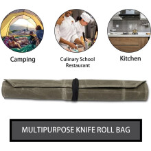 Estuche para Cuchillos,Bolsa Enrollable para Cuchillos Chef,Estuche Enrollable Lona Encerada con 7 Ranuras,Envoltura Portátil para Cuchillos,Estuche