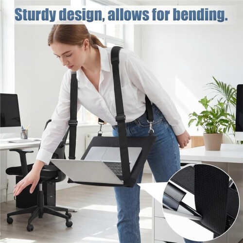 Supporto per Laptop con Imbracatura, Antiscivolo, Migliorato, Nero, con Cinghia di Sicurezza per e-Reader, Notebook e Tablet, 1 Pezzo. 2