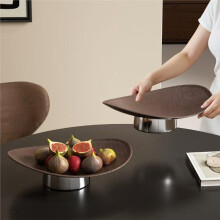 Plastic High Fruit Bowl - Light Luxury Oval Tray, Multi-Purpose Storage Plate for Jewelry, Snacks, Aromatherapy Brown