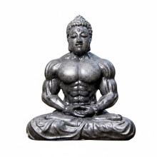 Statue de Bouddha Musclé en Résine - Figurine de Culturiste, Style Vintage, Homme Musclé, Décoration de Méditation, Fonte Noire
