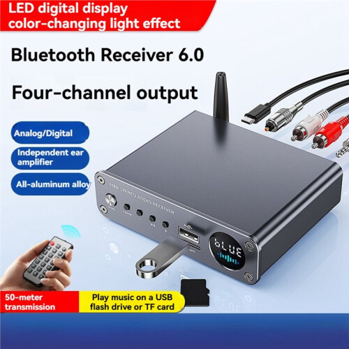 Trådlös  6.0-Adapter -Ljudmottagare Dubbel Antenn 50M Stöder USB-Enheter/TF-Kort 1