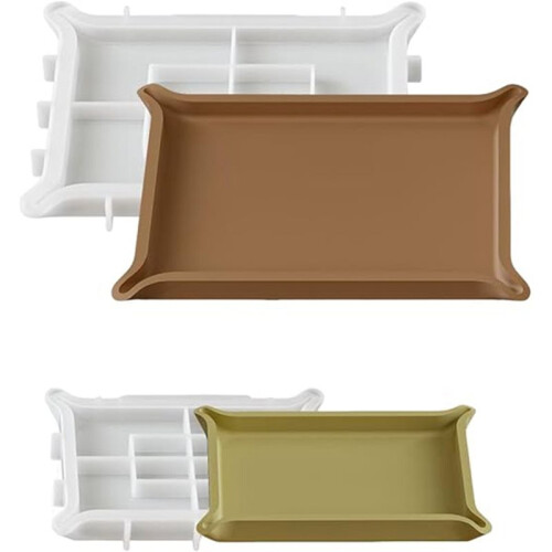 Silicone Resin Casting Mold - Rectangular Tray Mold for Organizer, Dresser, Desk Display, Smooth Release, Reusable S 1