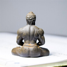 Estatua de Buda Musculoso de Resina - Figura de Culturista Fitness, Decoración Vintage de Hombre Musculoso Meditando, Hierro Fundido Negro