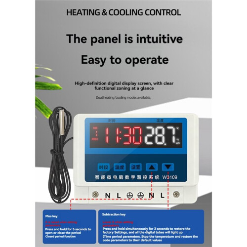 W3109 Digital Temperature Controller Hot/Cold  Timed Temperature  220V 5000W Temperature Controller 2