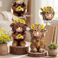 2 Stück Toilettenschraubenabdeckungen mit Hochlandrind-Motiv, Sonnenblumen-Toilettenschraubenkappen, Dekorative Toilettenschraubenabdeckungen,