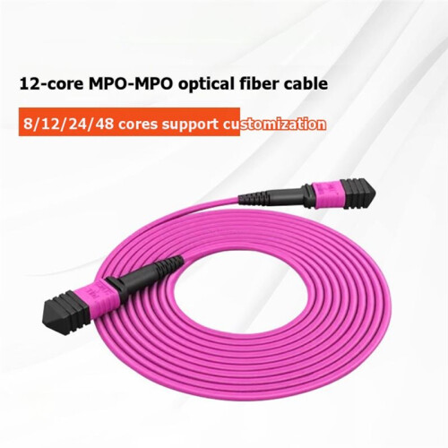 MPO-Glasfaser-Patchkabel OM4 12-Adriges Glasfaserkabel, Buchse auf Buchse, MPO-MPO Multimode-Glasfaserkabel, 1 M 1