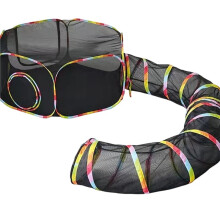 Túnel Portátil para Gatos, Ideal para Atividades Ao Ar Livre, com Tela Respirável e Espaço Amplo para Brincar.
