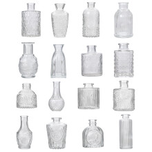 Pack of 16 Small Glass Bud Vase Set