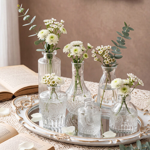 Living And Home Pack of 16 Small Glass Bud Vase Set 1