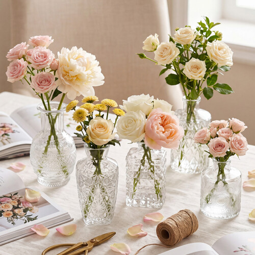 Living And Home Pack of 16 Small Glass Bud Vase Set 2