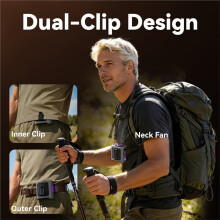 Ventilateur de Taille Rechargeable Ă Clip avec Plaque de Refroidissement par Glace, Ventilateur de Ceinture Portable Mains Libres pour le Camping, 1
