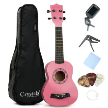 21" Soprano Beginners Ukulele with Gig Bag, Felt Pick & Spare Strings Pink