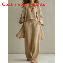 (Khaki,3XL)Relaxed Fit Blouse Crop Top Pants With Flared Trousers For Comfort Daily