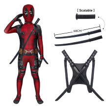 (6, 150) High Quality Deadpool Costume Halloween Cosplay Costume Deadpool Suit Jumpsuit deadpool Costume Carnival Festival Gift Sword Set