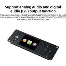2,8 Inch Kleurenscherm Lossless Audio Decoderkaart Auto FM-Radio Ondersteuning I2S Digitale Audio-Uitgang Speler Zwart