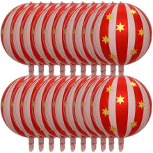 20 Stück Karnevalsballons, Zirkusballons, 22 Zoll, Gestreifte Sternfolienballons für Themenpartydekorationen, Rot