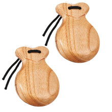 Paquete de 2 Castañuelas Españolas de Madera para Flamenco para Adultos, Instrumentos de Percusión Manuales de Madera Maciza Natural