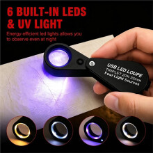 Jewelers Loupe 20x with Four Lighting Modes, 22mm Professional Loupe Magnifier with UV LED Lights Rechargeable Pocket