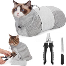 Cat Grooming Wrap for Claw Trimming with Clippers and File, Anti-Scratch Cat Restraint Swaddle for Small Cats