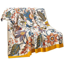 Sleep Boho Flower Blossom Farmhouse Retro Floral Cotton Muslin Blanket Throw Cover for Bed Couch Sofa Cozy Soft