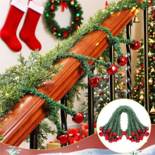 10Pcs 20Inch Christmas Garland Ties with Bell,Reusable Flexible Twist Ties for Stair Railing Banister Holiday Decor Red