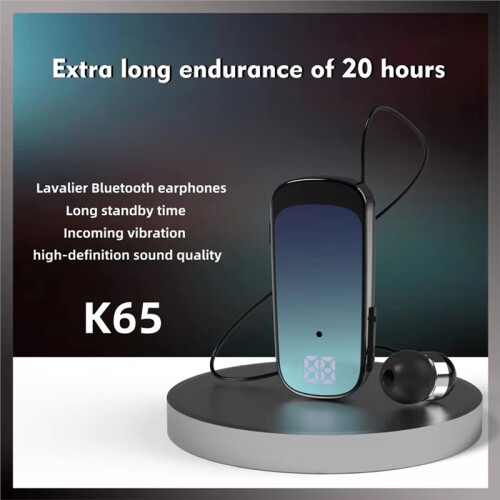 K65 20 Hours Work   Wireless  Headset Handsfree Call Remind Vibrations Sport Clip Driver Earphone 2