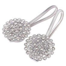 Silver Magnetic Curtain Tiebacks Alloy Plastic No Drill Decor Curtain Binding Strap Window Accessory