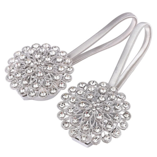 Silver Magnetic Curtain Tiebacks Alloy Plastic No Drill Decor Curtain Binding Strap Window Accessory