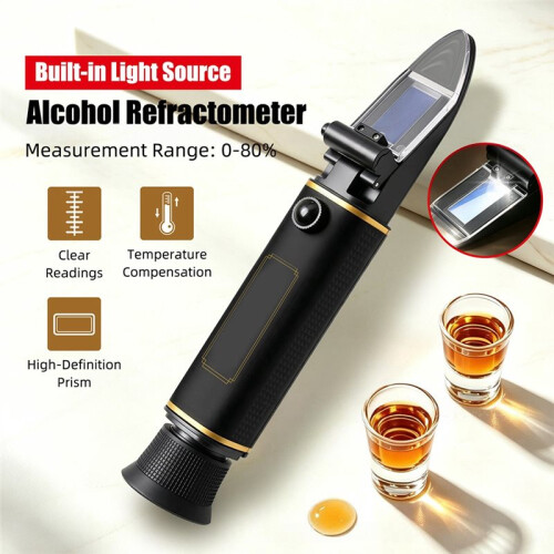 0-80% Alcoholrefractometer Handheld Drankconcentratietester Temperatuurgecompenseerde Alcoholgehaltedetector