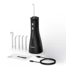 SEJOY Nettoyeur Dentaire à Eau Portable, Réservoir 350ml, 5 Modes et 5 Embouts, Noir