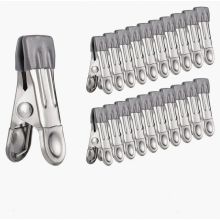 30er-Pack Wäscheklammern aus Edelstahl, rutschfeste Metallclips für Socken, Schuhe, Handtücher, zum Verschließen von Lebensmitteln und zum A