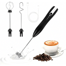Elektrischer Milchaufschäumer mit 3 Schneebesen, 3 einstellbaren Geschwindigkeitsstufen, USB-aufladbar, leiser Handmixer für Kaffee, Latte u
