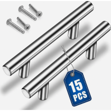 15 poignées de meubles argentées en acier inoxydable brossé, entraxe de 128 mm, pour placards, tiroirs et armoires.