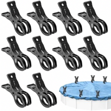 Lot de 20 pinces pour bâche de piscine, clips à ressort robustes avec film protecteur, clips noirs pour bâche de piscine hors sol, Greenh