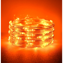 Halloween-Lichterkette, 3 m, 30 LEDs, orange, herbstlich, IP65 wasserdicht, Kürbis-Dach-Fenster-Partydekoration für drinnen