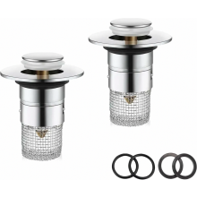 Lot de 2 bouchons de vidange pour évier, filtre en acier inoxydable pour bondes de 34 à 40 mm, crépine universelle à clapet avec filtre à ch