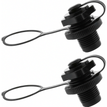 Kit de valve universel 23 mm avec bouchon pour embarcations gonflables, 2 pièces, compatible kayaks, canoës et planches de SUP, noir.