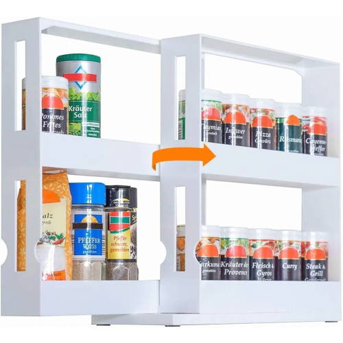 Standing Pull-Out Spice Rack, Space-Saving Swivel Kitchen Shelf for Cupboard, 28 x 10 x 27.5 cm 1