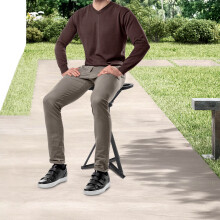 Canne de marche et chaise portable, Alliage d'aluminium et PU, Noir, Capacité 150kg, Hauteur réglable