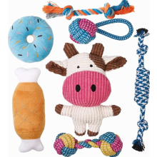Jouets pour petits chiens, lot de 7 jouets à mâcher et à couiner pour chiots, jouets d'intelligence résistants, coton naturel, non toxiques
