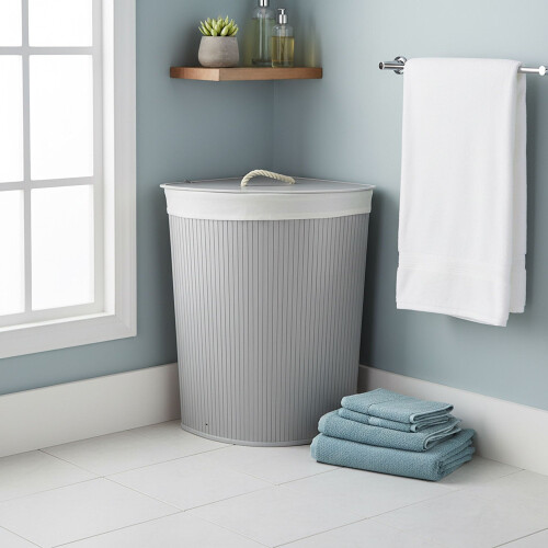 Opvouwbare bamboe hoekwasmand met deksel